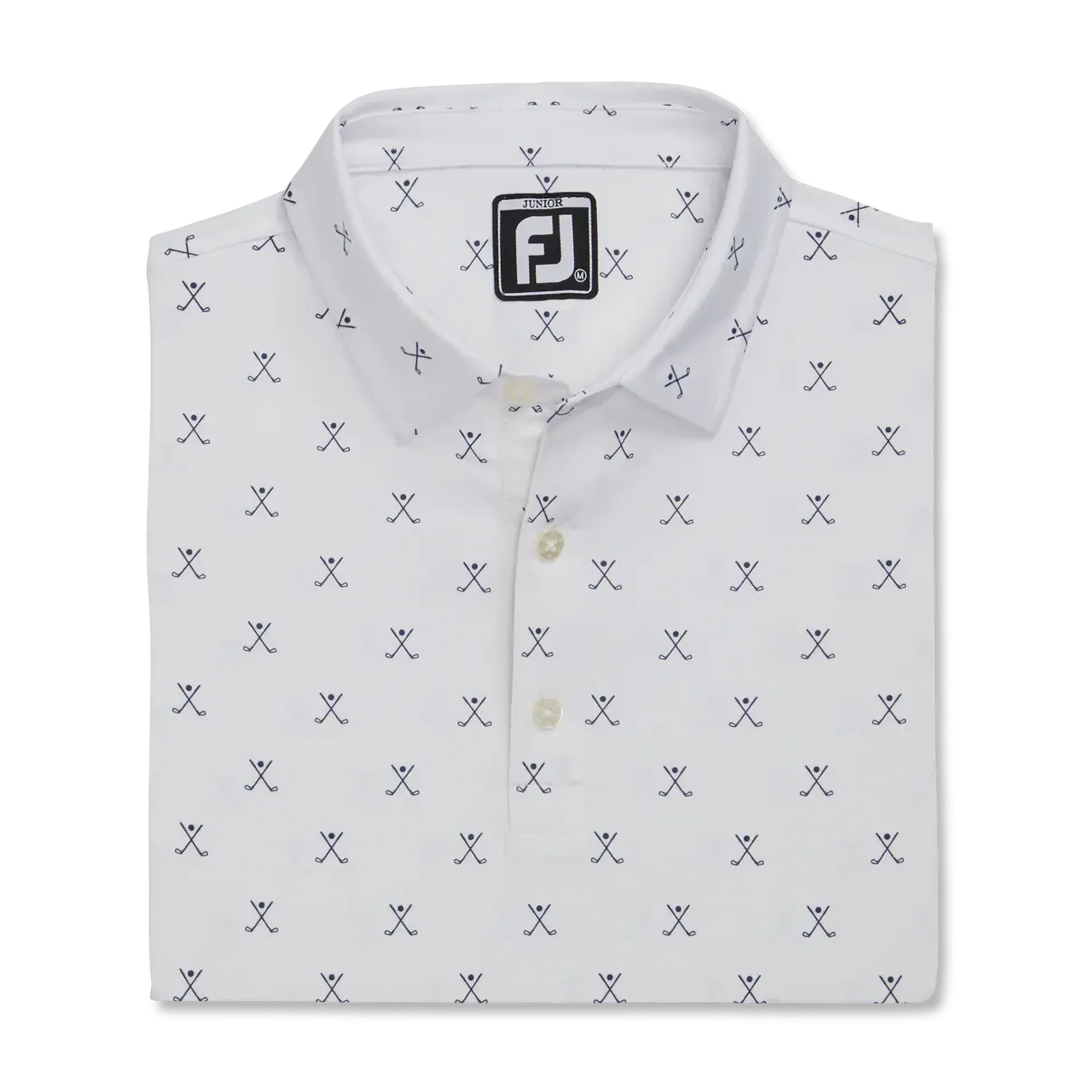 2023 FootJoy Boys Junior Golf Print Polo  - White