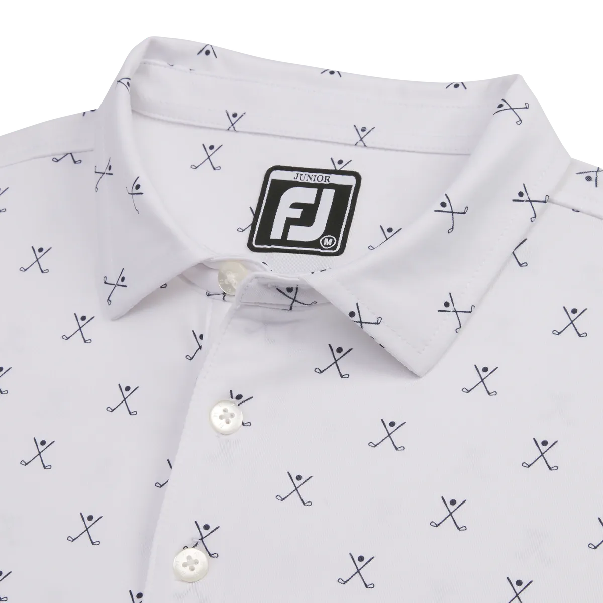 2023 FootJoy Boys Junior Golf Print Polo  - White