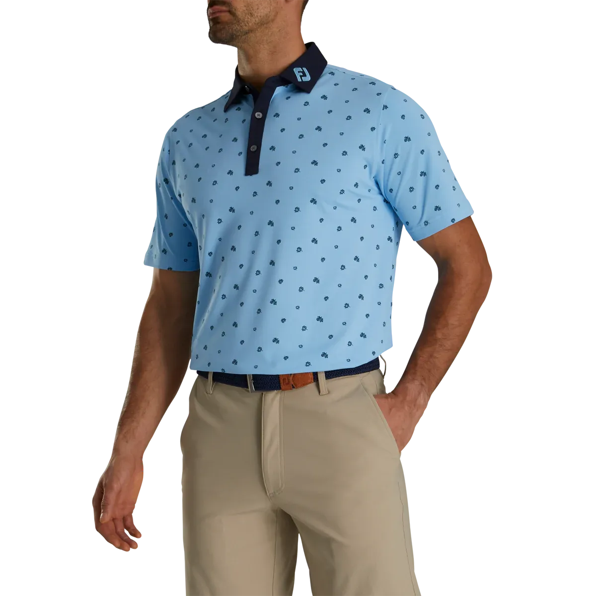 2023 FootJoy Mens Scattered Floral Polo - True Blue / Navy