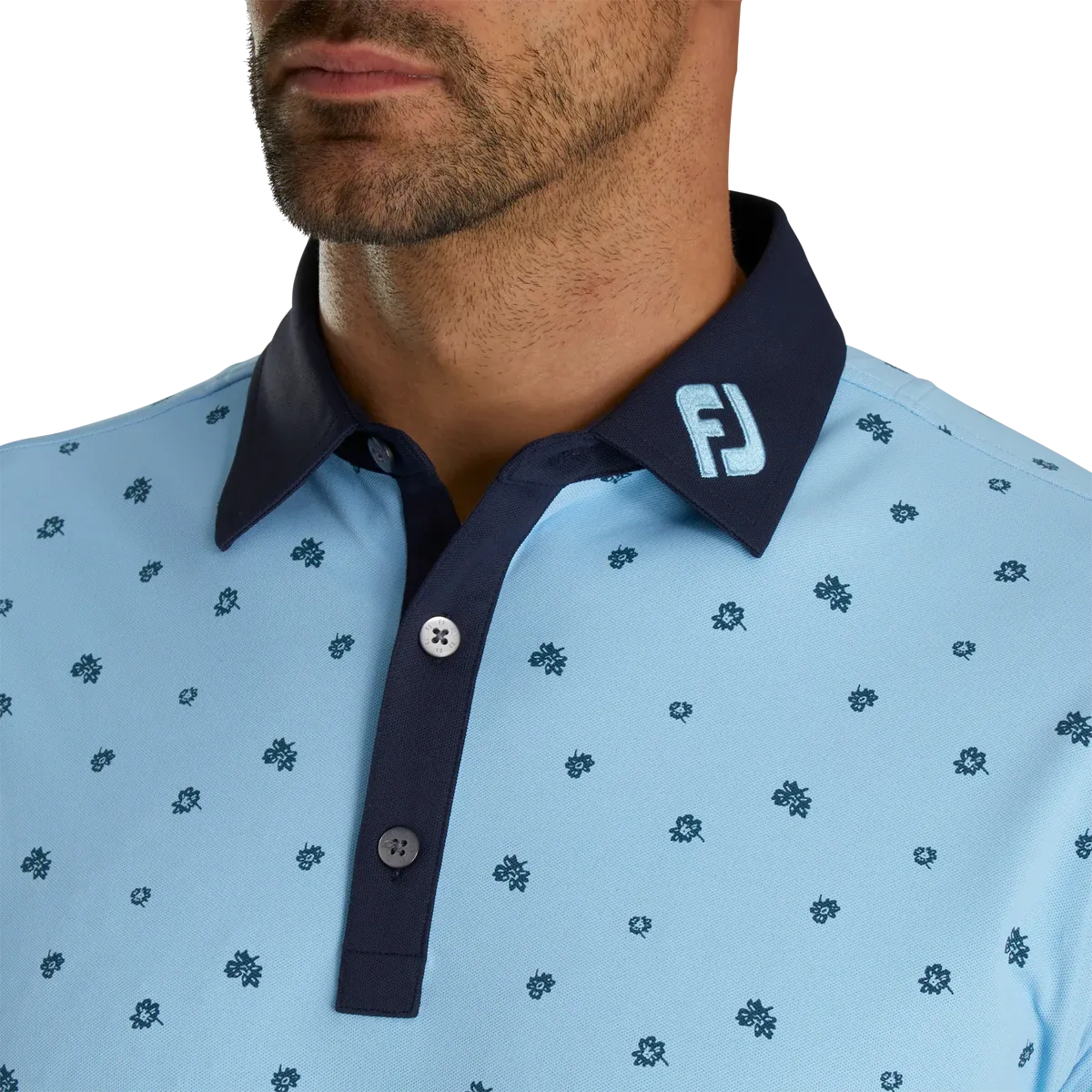 2023 FootJoy Mens Scattered Floral Polo - True Blue / Navy