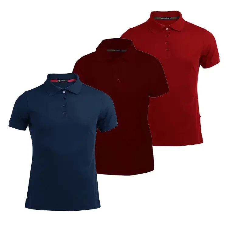 3 Pack Women's Short-Sleeve Sports Polo Shirts