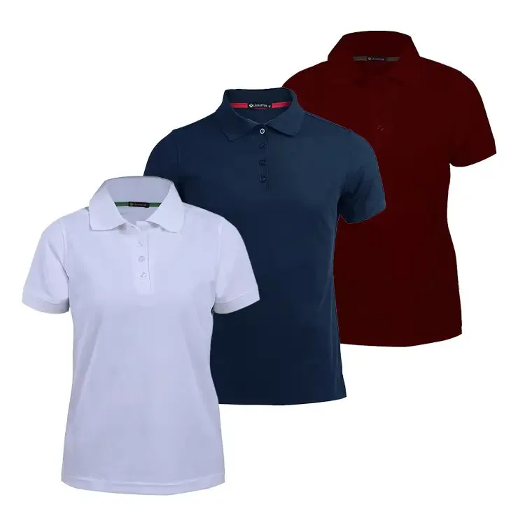 3 Pack Women's Short-Sleeve Sports Polo Shirts