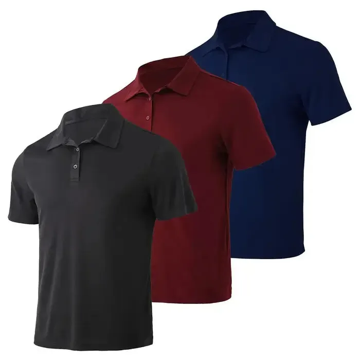 3 Pcs Mens Breathable Polo Shirts