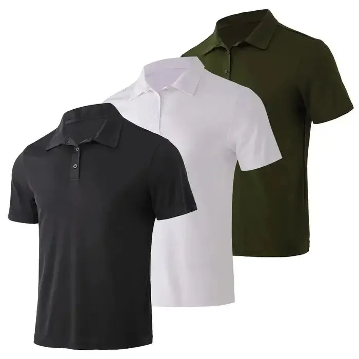 3 Pcs Mens Breathable Polo Shirts