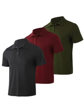 3 Pcs Mens Breathable Polo Shirts