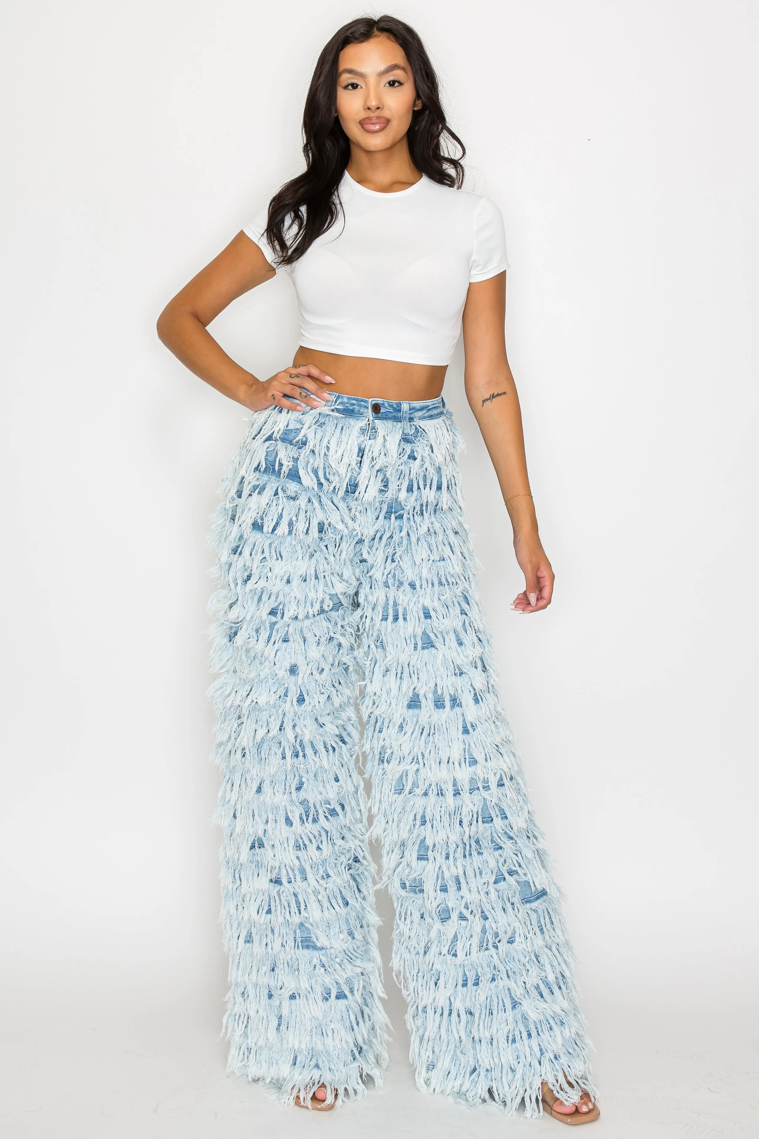 40732 Dual Layer Fringed Jeans