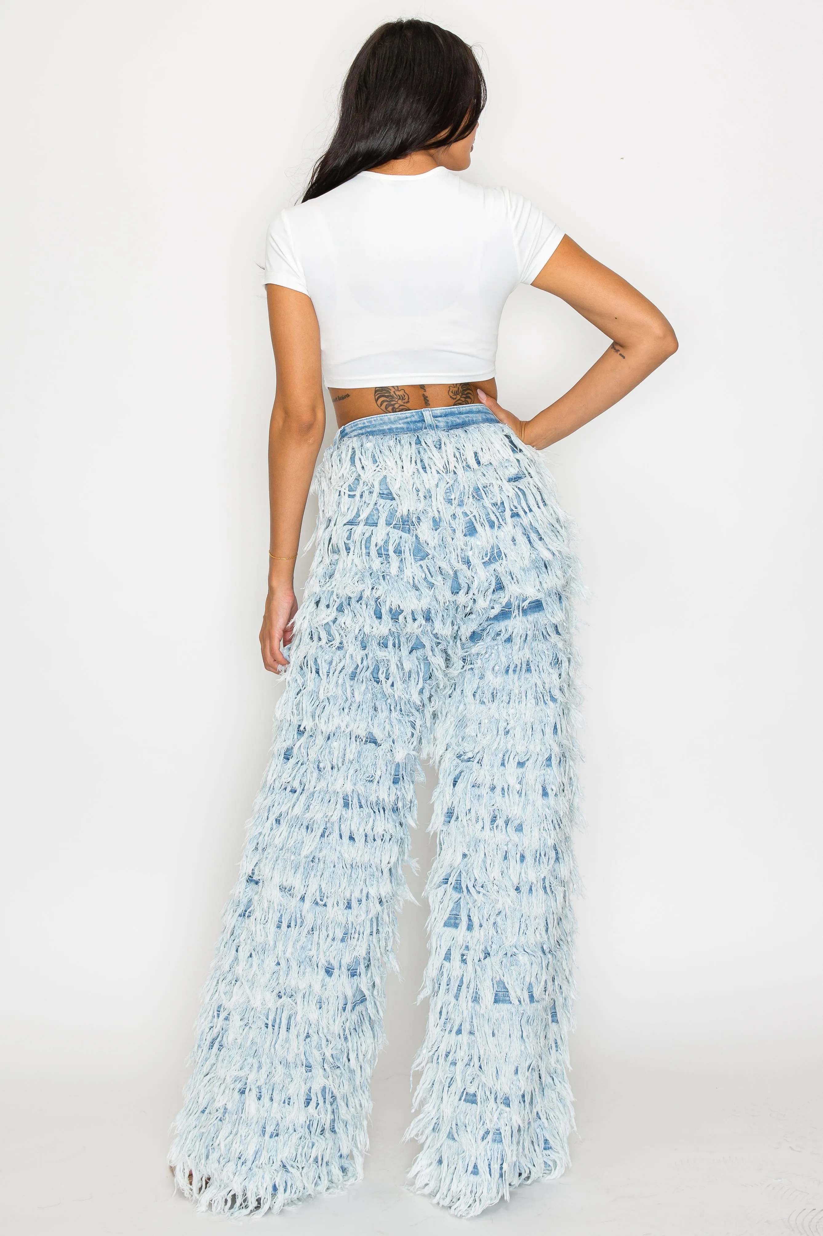 40732 Dual Layer Fringed Jeans