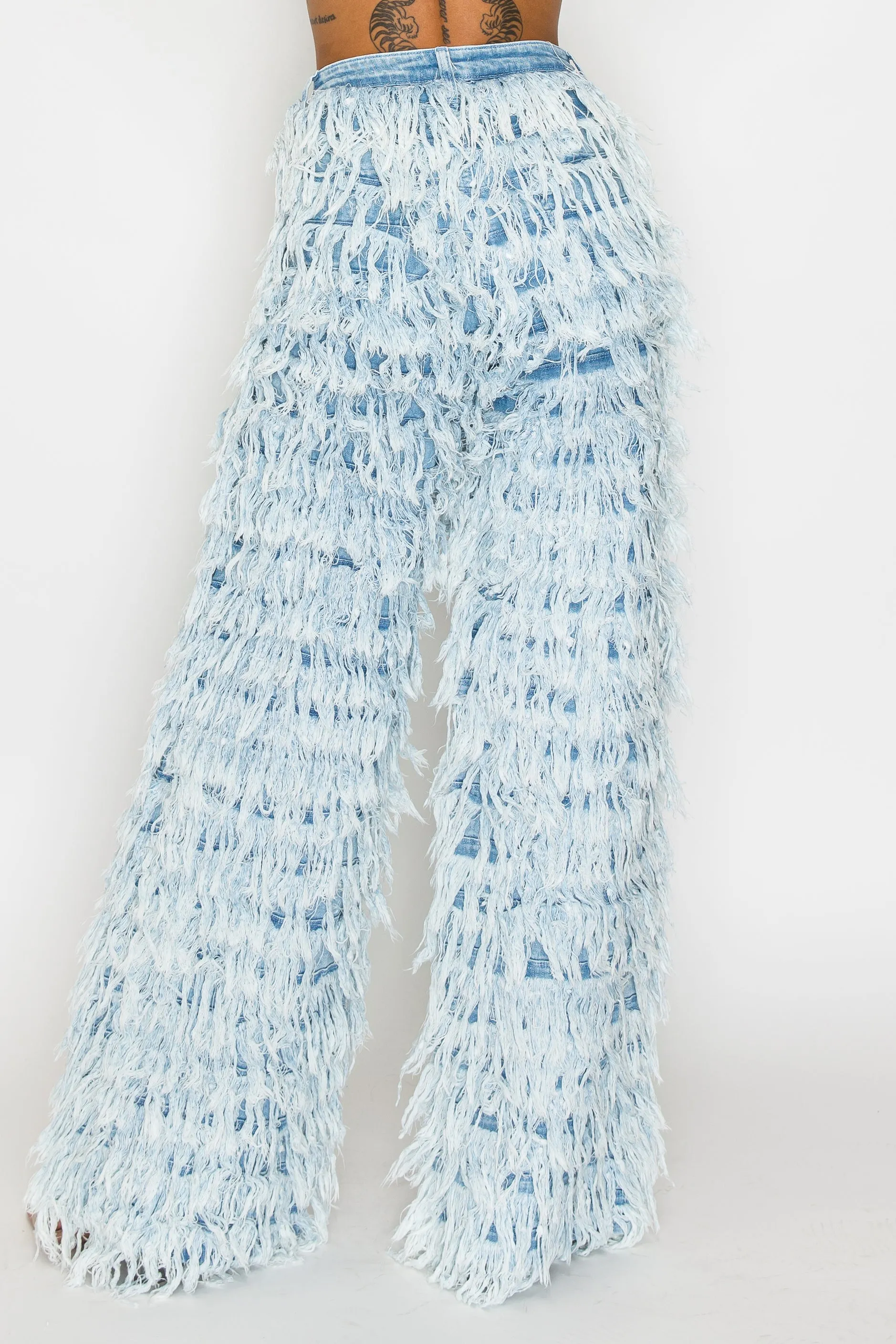 40732 Dual Layer Fringed Jeans