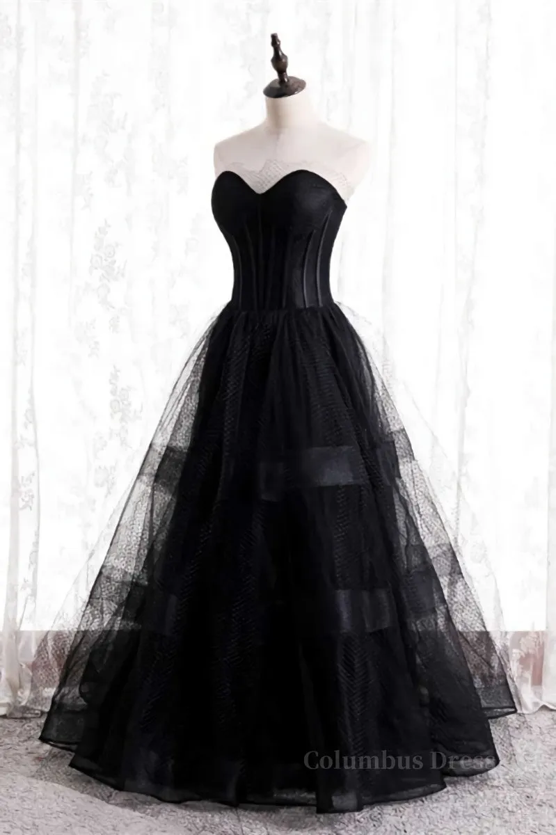 A-line Strapless Tulle Long Formal Dress with Multi Flares Boning