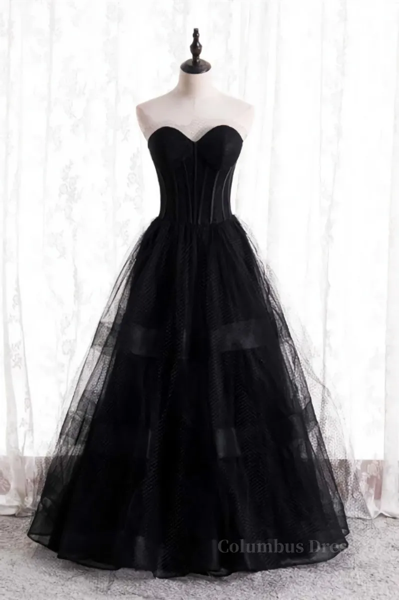 A-line Strapless Tulle Long Formal Dress with Multi Flares Boning