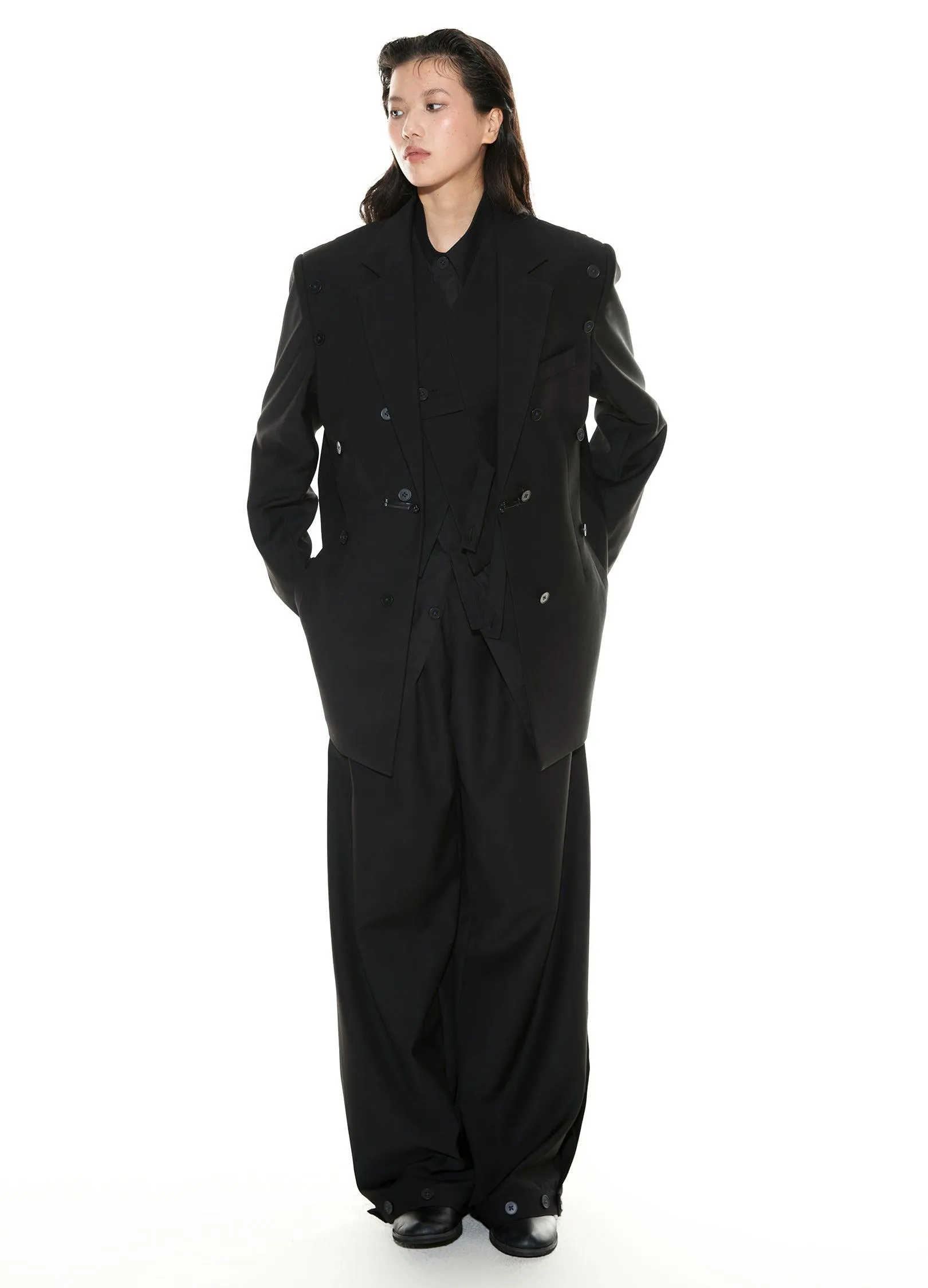 Adjustable High-Waisted Trousers With Wide Buckle