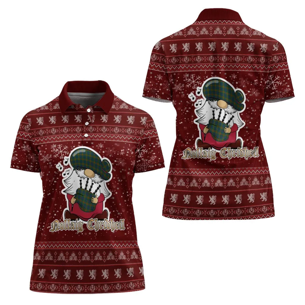 Aiton Clan Christmas Family Polo Shirt with Funny Gnome Playing Bagpipes