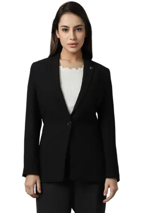 Allen Solly Women's A-Line Coat (AHBZCRGF505210_Black