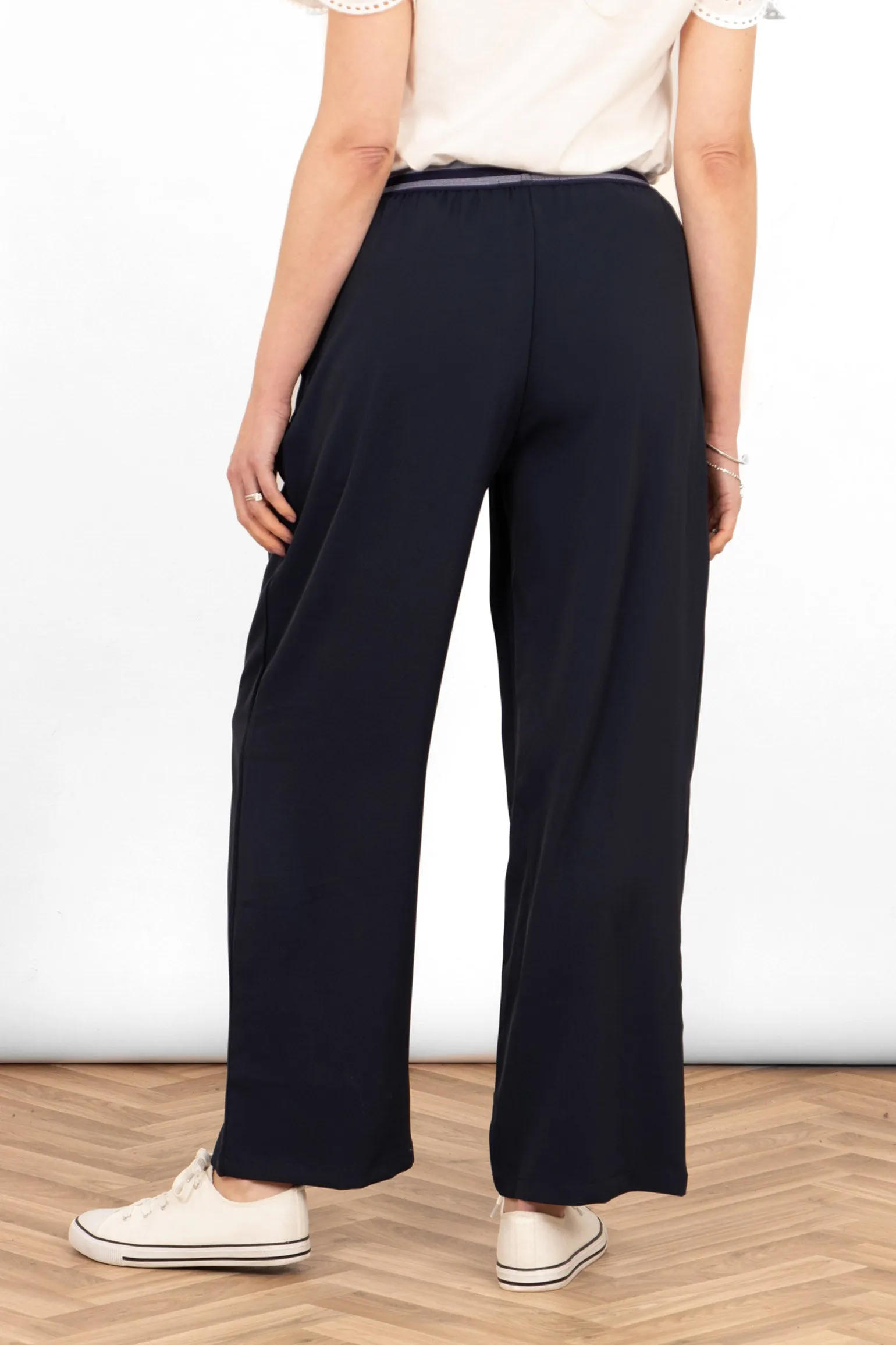 Amber Wide Leg Trousers - Navy Blue