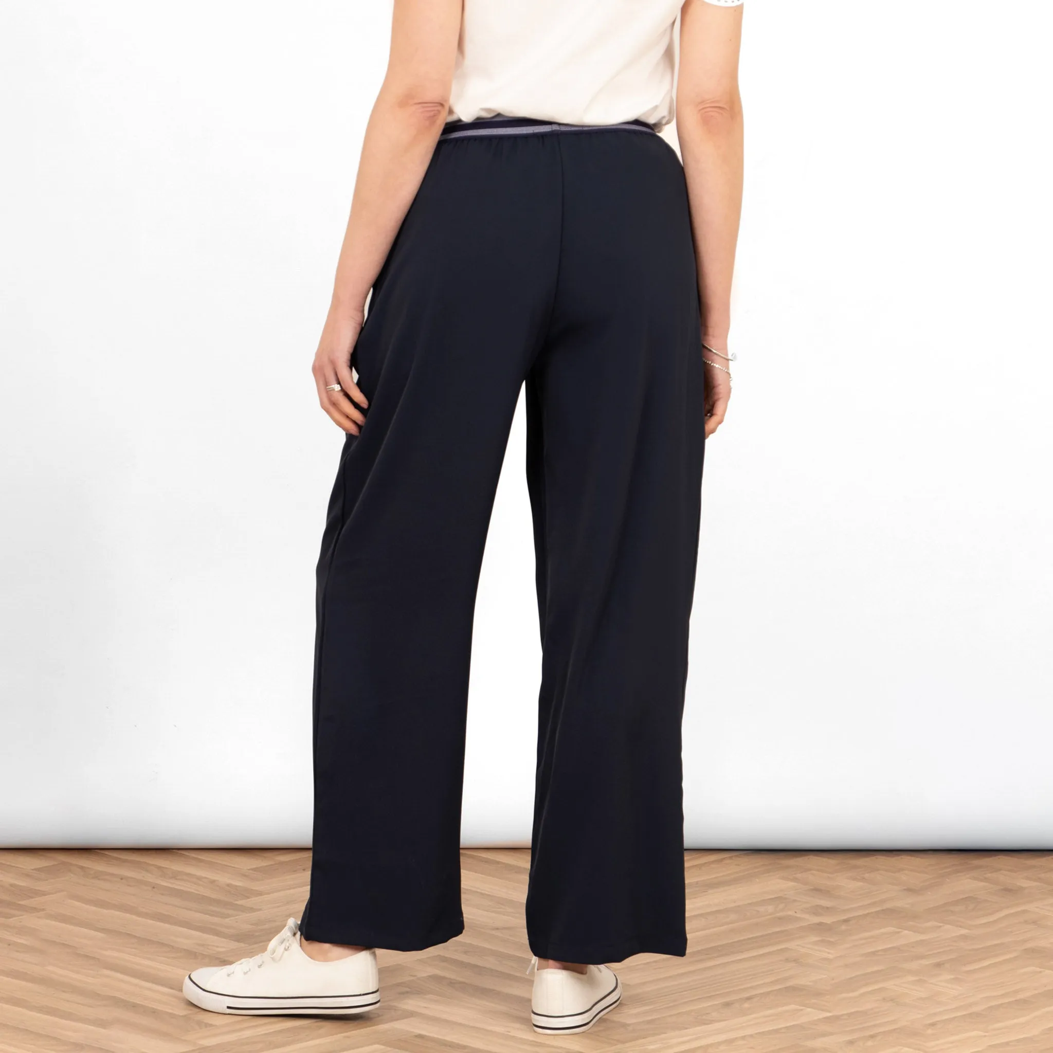 Amber Wide Leg Trousers - Navy Blue