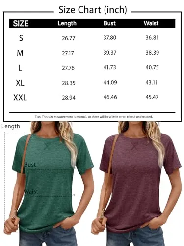 AUTOMET T Shirts for Women Dressy Casual Loose Fit Short Sleeve Tunic Basic Tee Summer Tops 2024 Tunic Trendy Clothes Outfits Fashion Yellow M