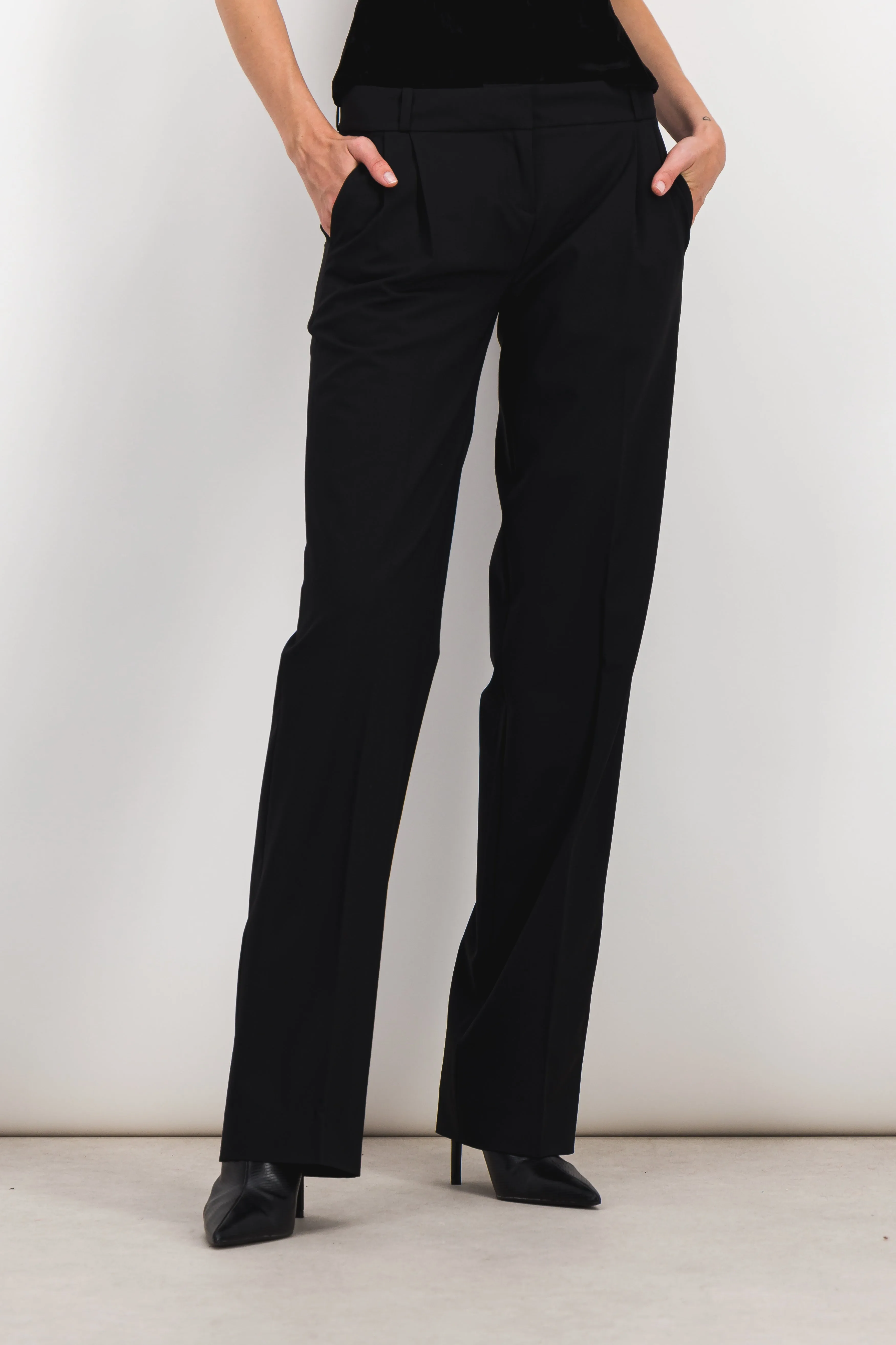 Black low rise loose tailored pants