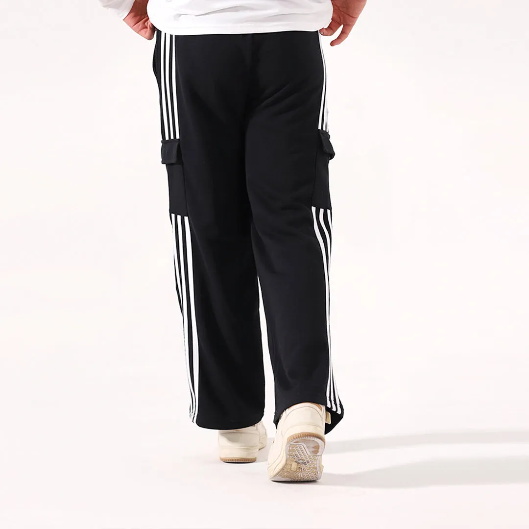 Black Stripe Wide Leg Cargo Unisex Trouser