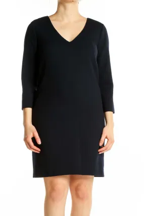 Black V-Neck Shift Dress