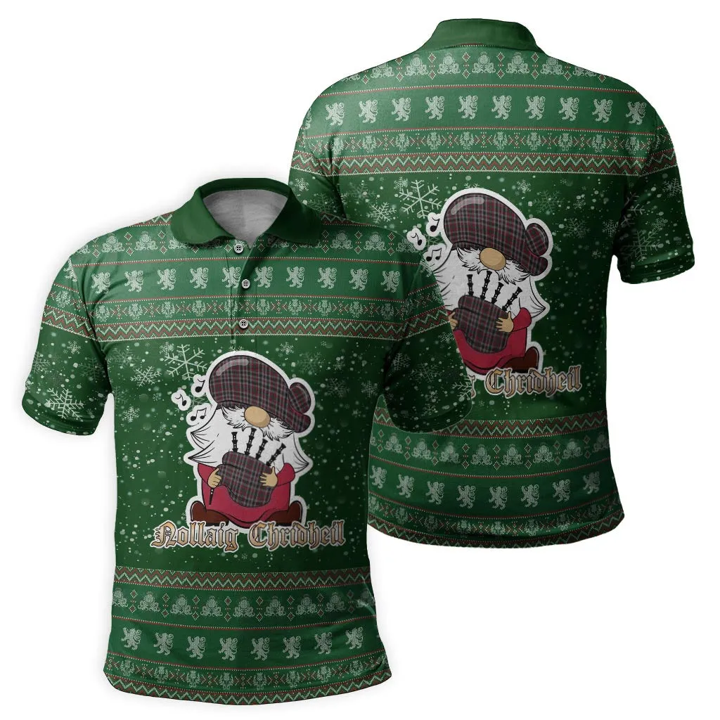 Borthwick Clan Christmas Family Polo Shirt with Funny Gnome Playing Bagpipes