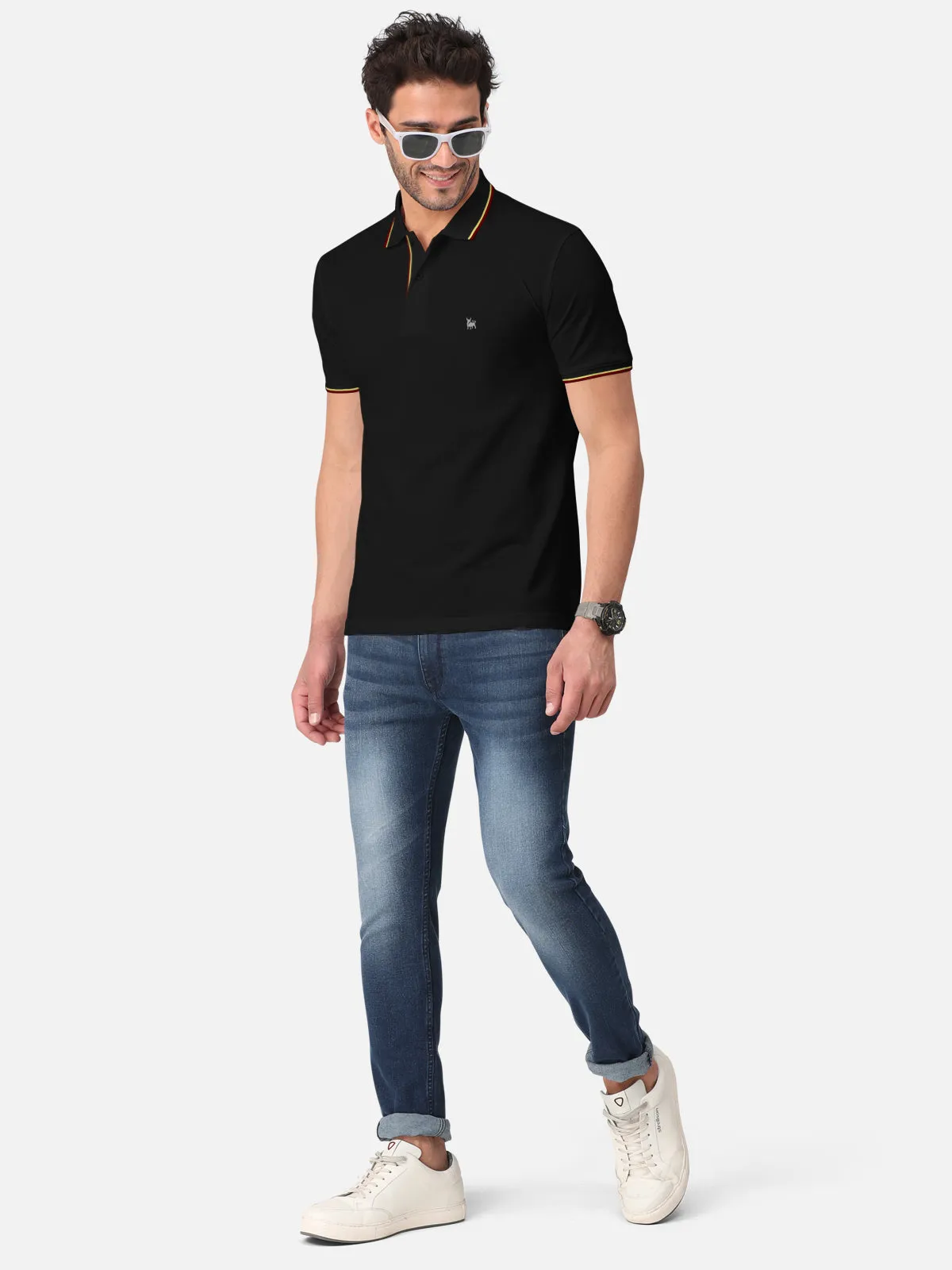 BULLMER Solid Half Sleeve Collar Neck / Polo Tshirts for Men