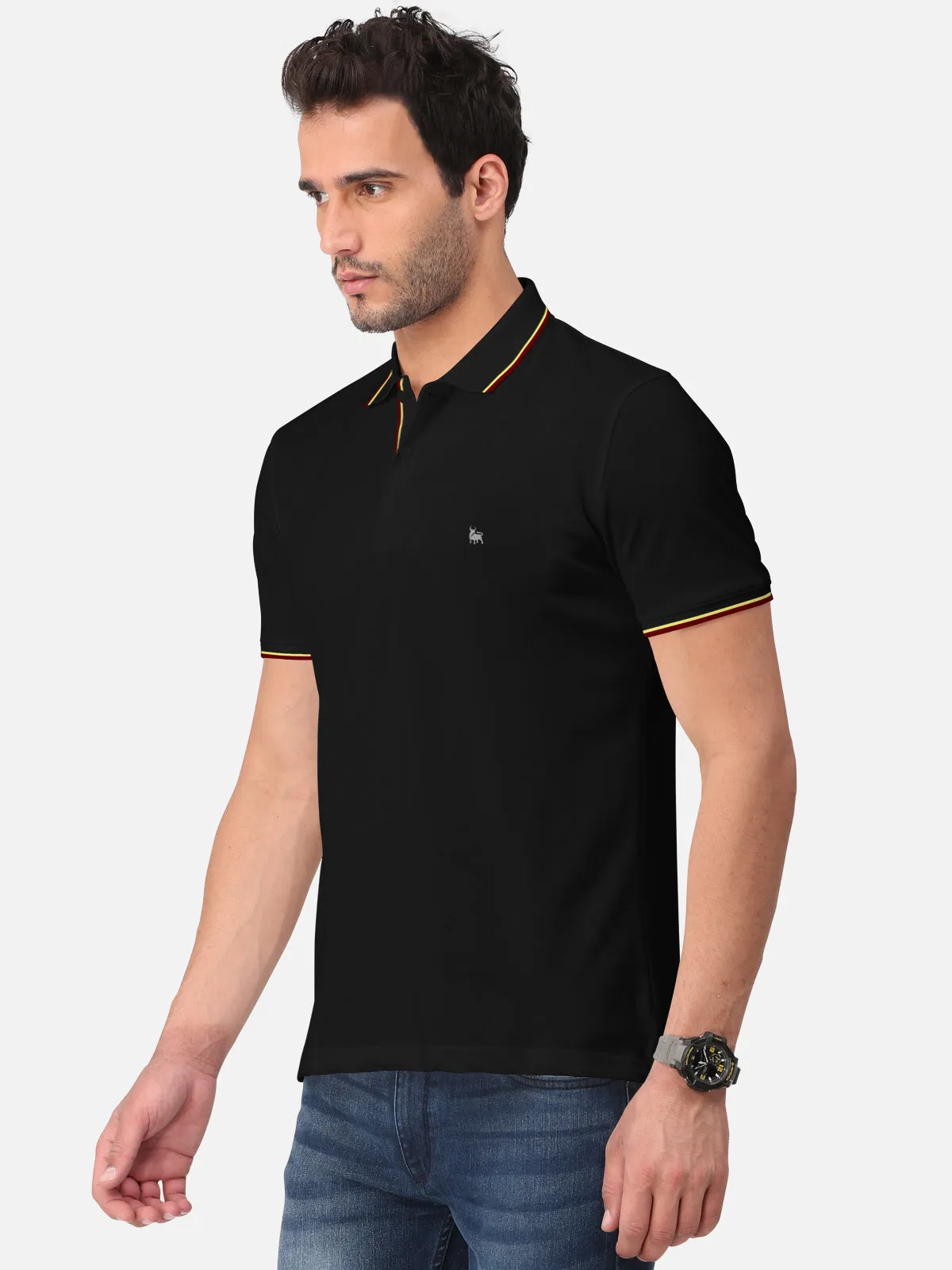 BULLMER Solid Half Sleeve Collar Neck / Polo Tshirts for Men