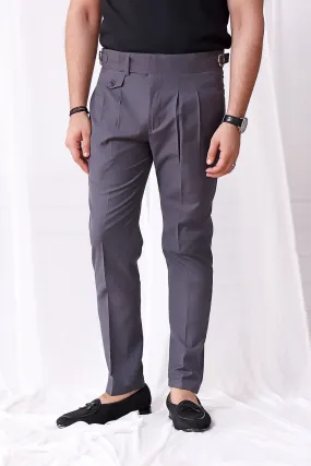 Charcoal Buttoned Gurkha Trousers