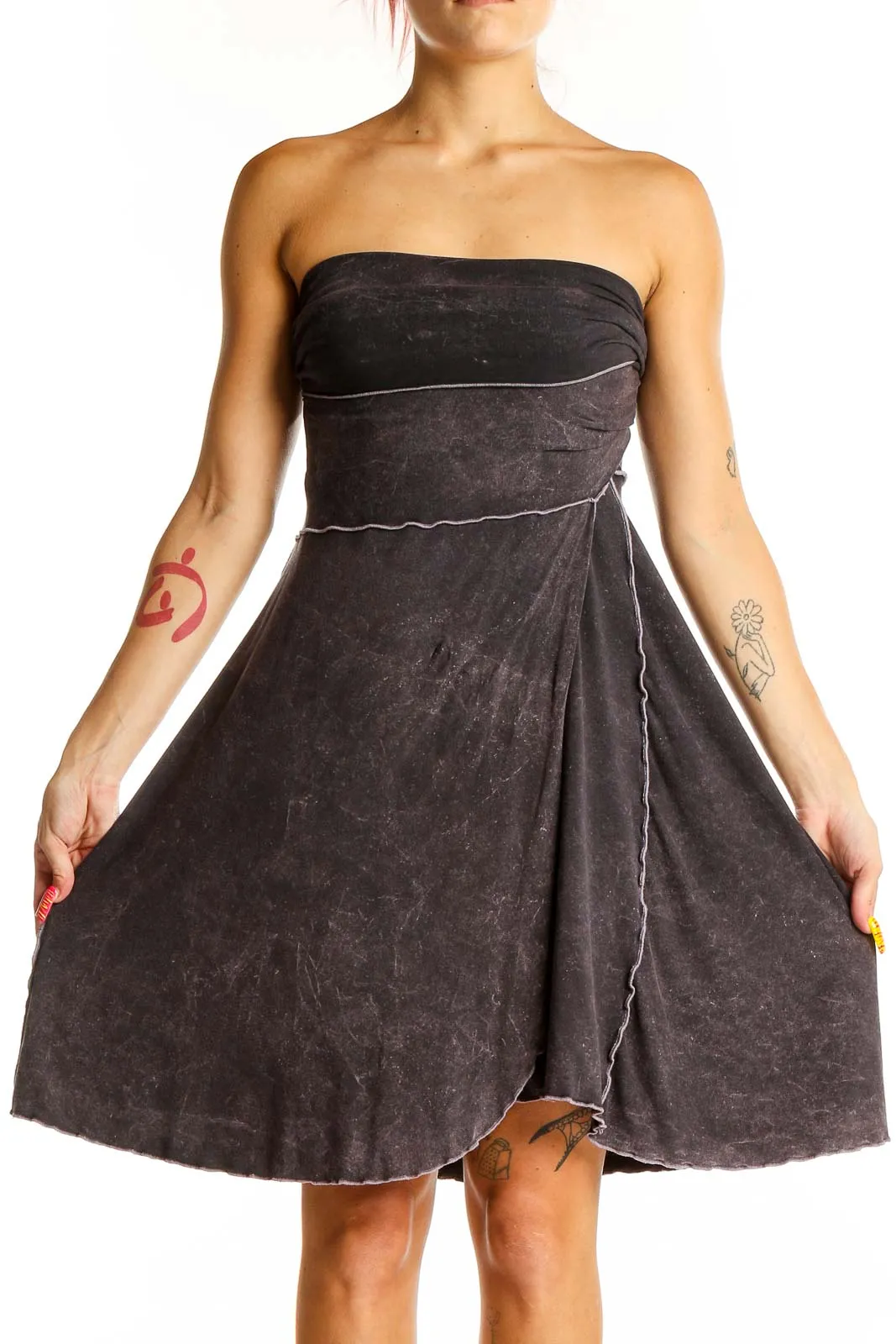 Charcoal Strapless A-Line Dress