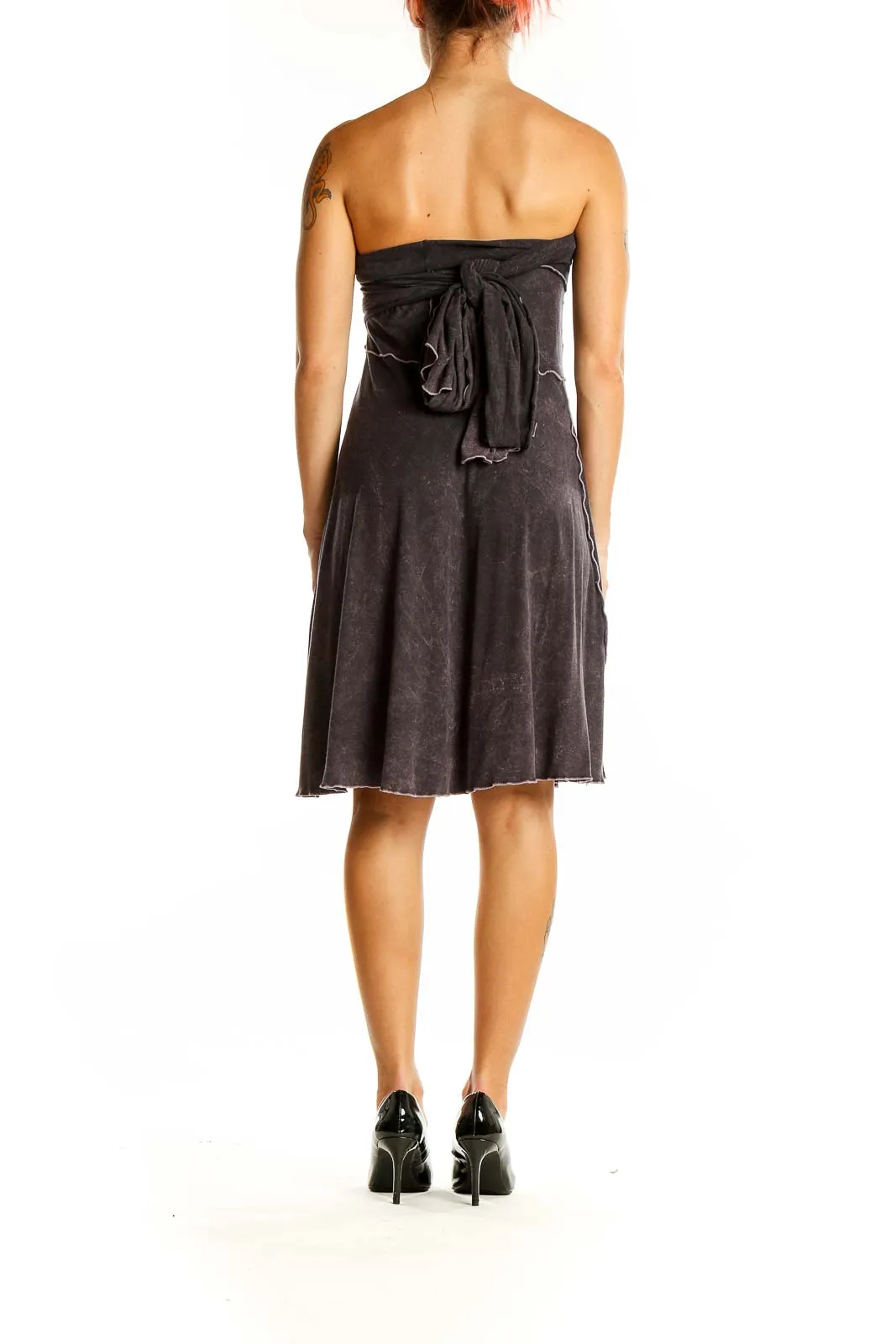 Charcoal Strapless A-Line Dress