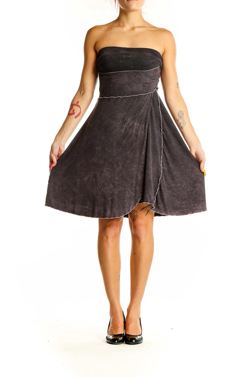 Charcoal Strapless A-Line Dress