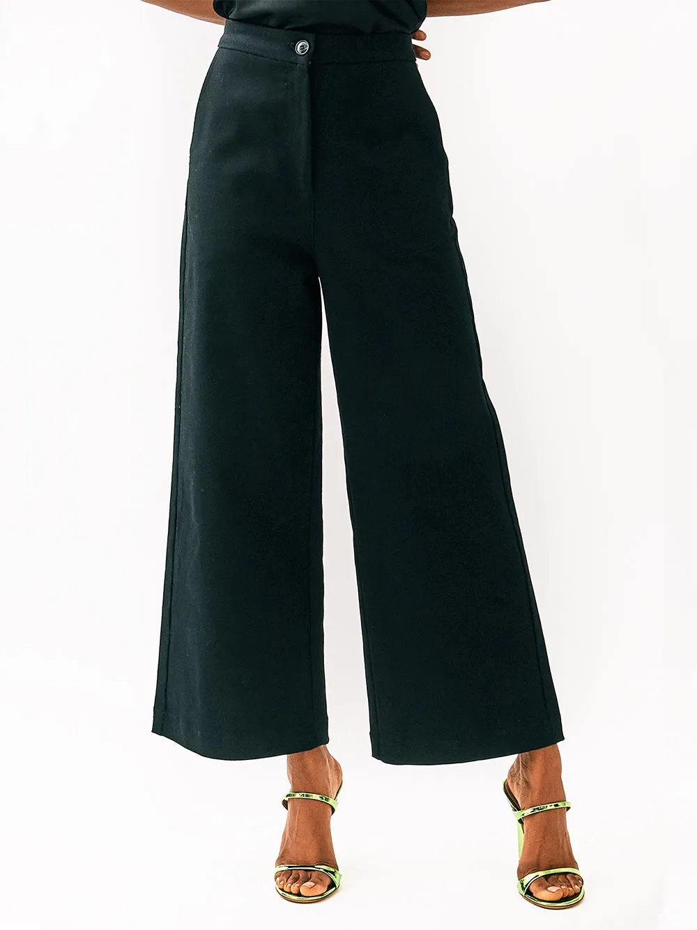 Cotton Drill Wide Leg Trousers