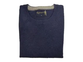 Crew Neck Sweater in  Heather Blue Diamond Weave