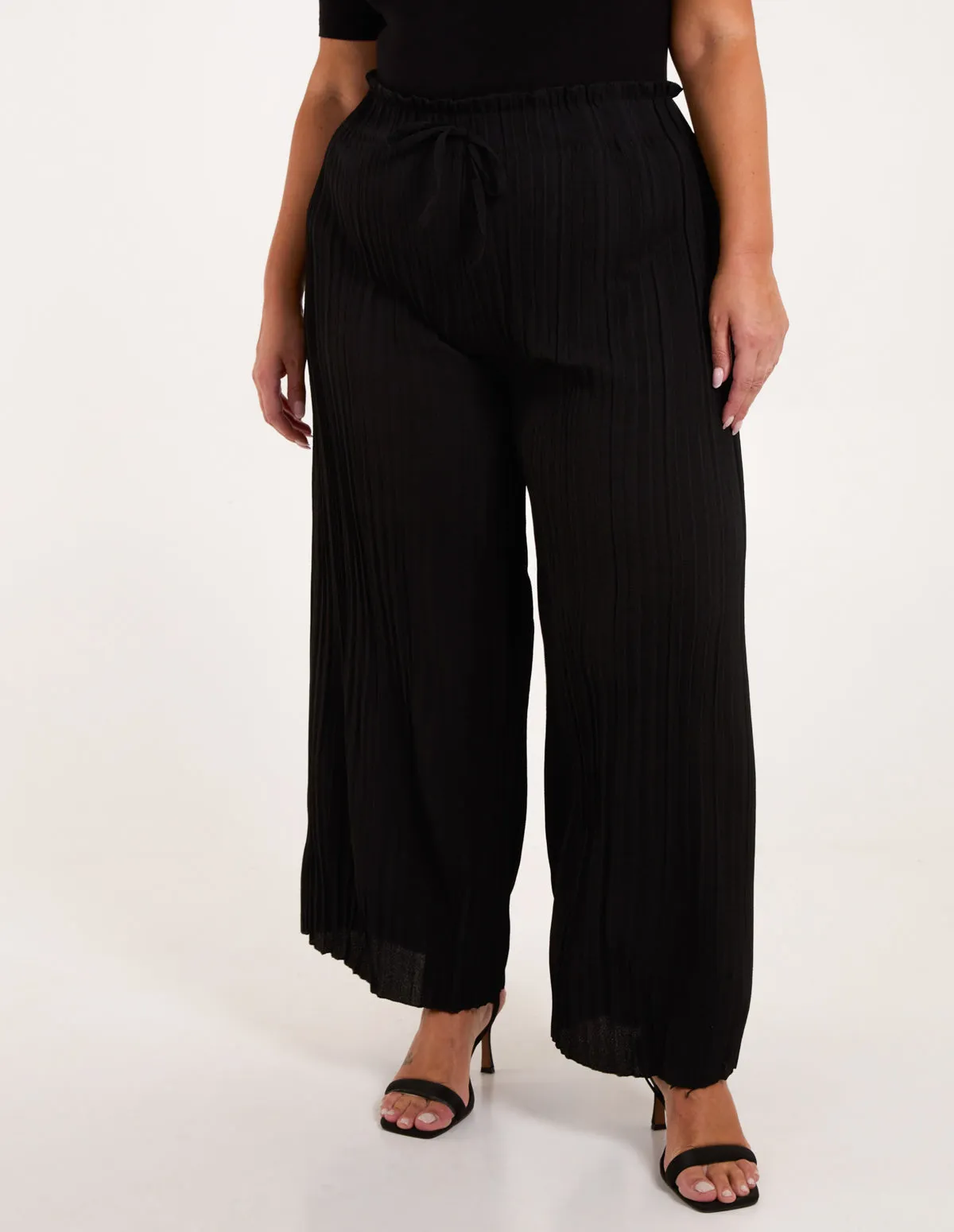 Curve Wide Leg Pleated Trousers