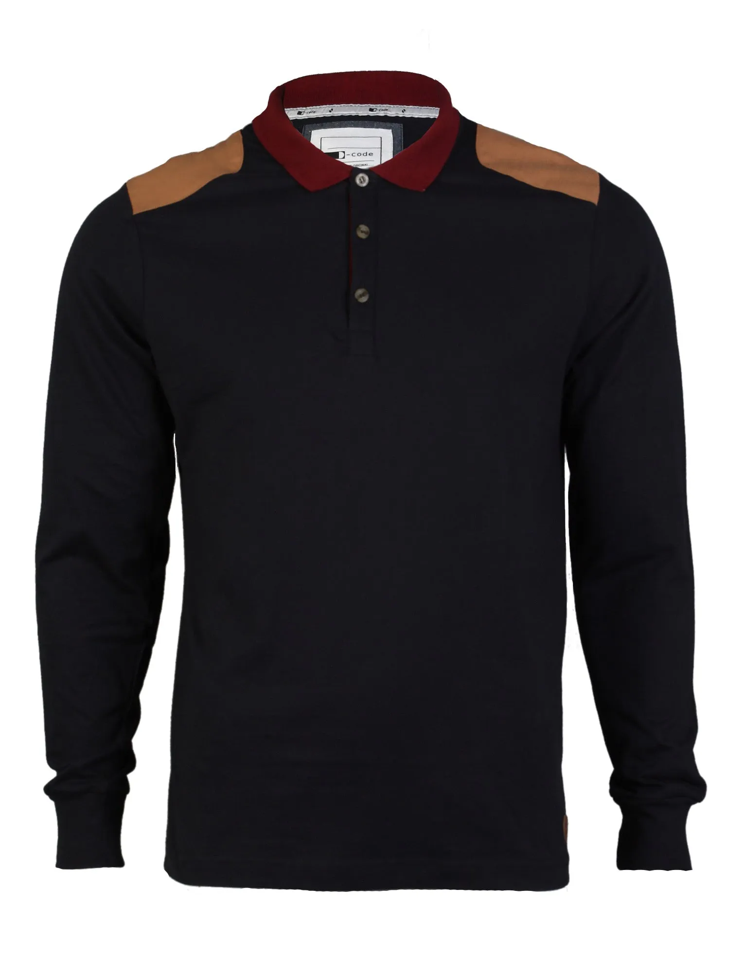 D-Code Luca Long Sleeve Polo Shirt in True Navy