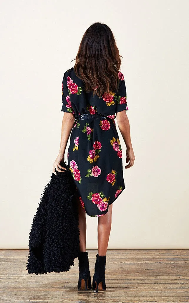 Darcie Black Rose Dress