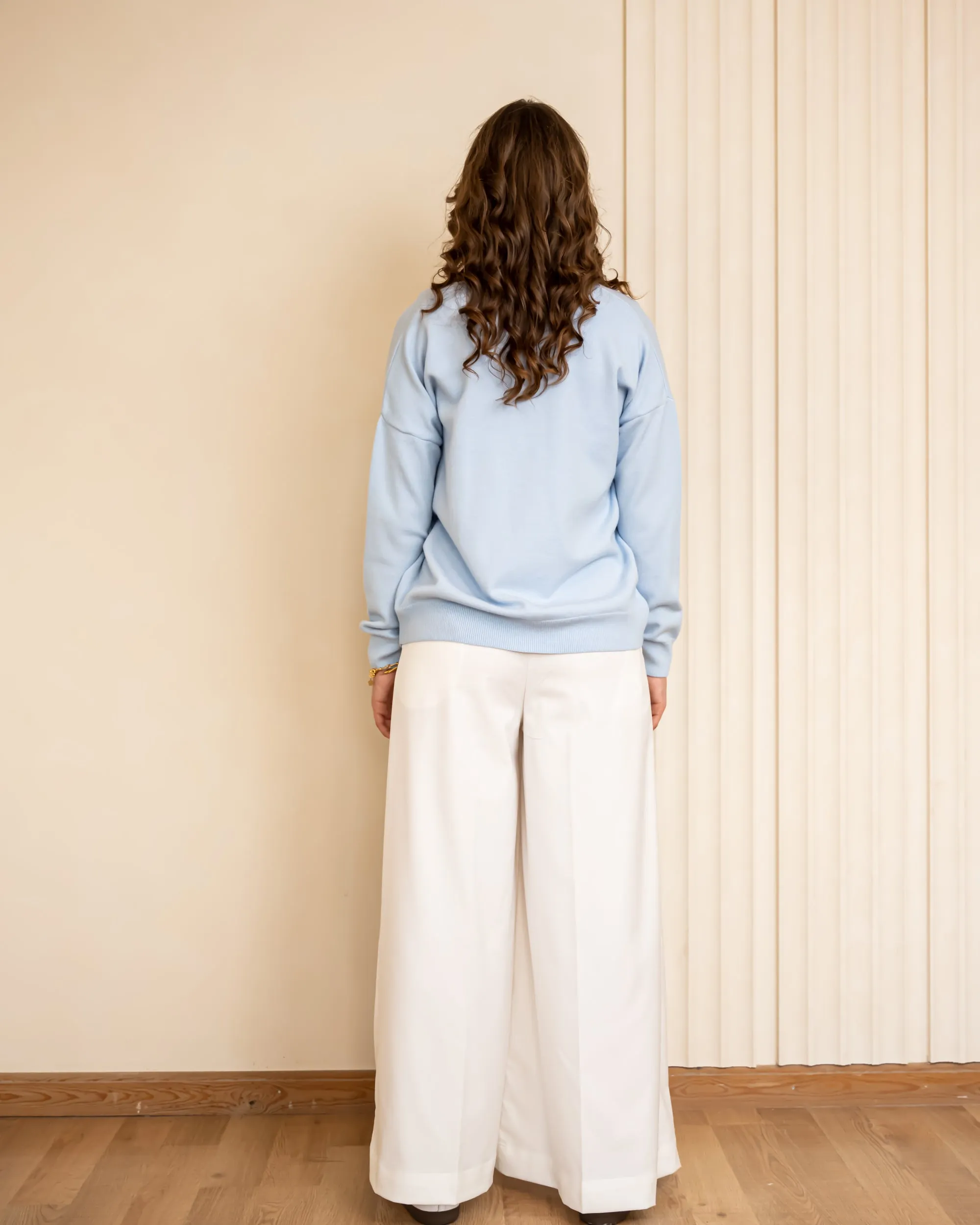 DARTED WIDE LEG PANT- WHITE