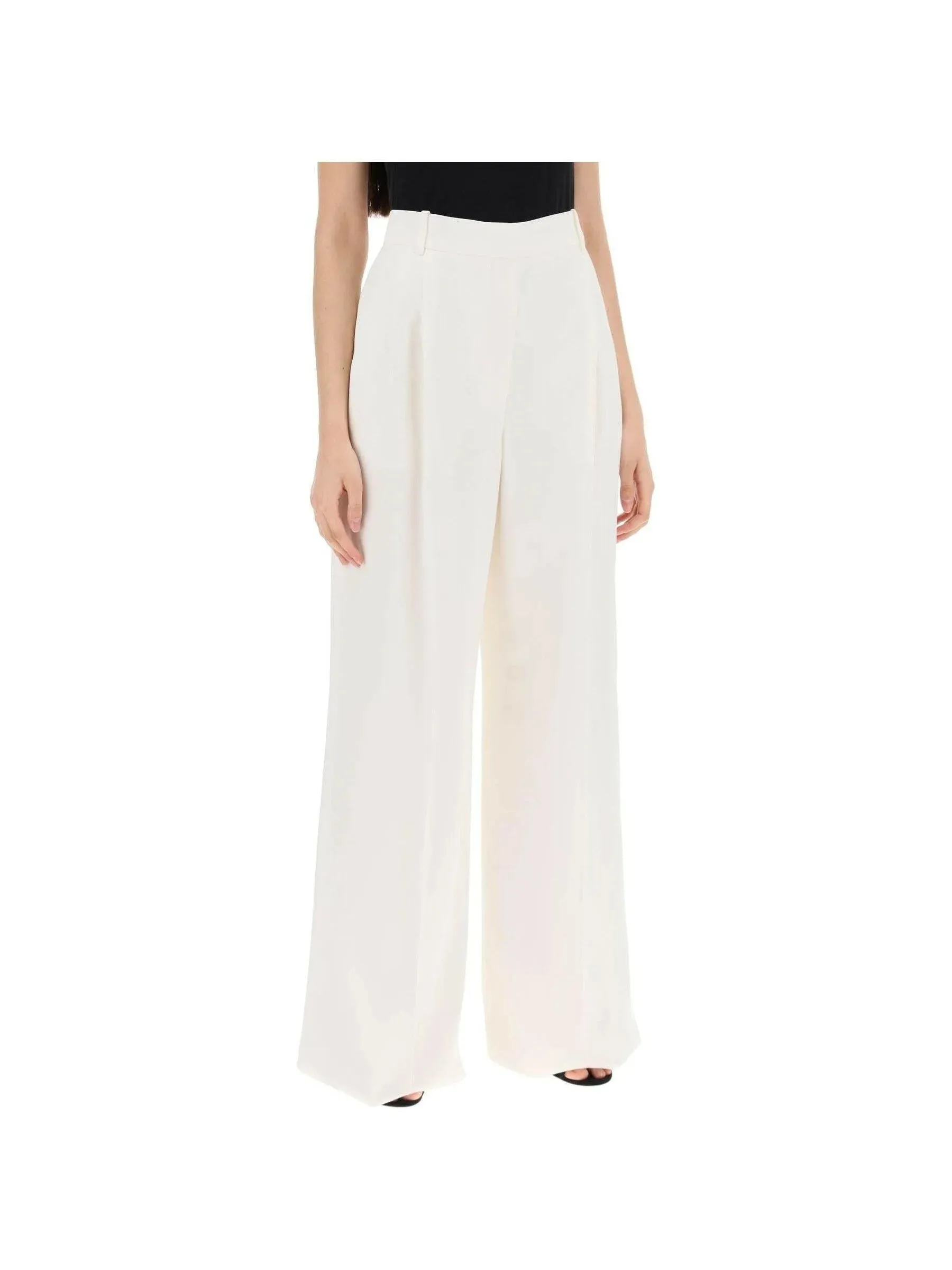 Double Pleated Wide Leg Trousers