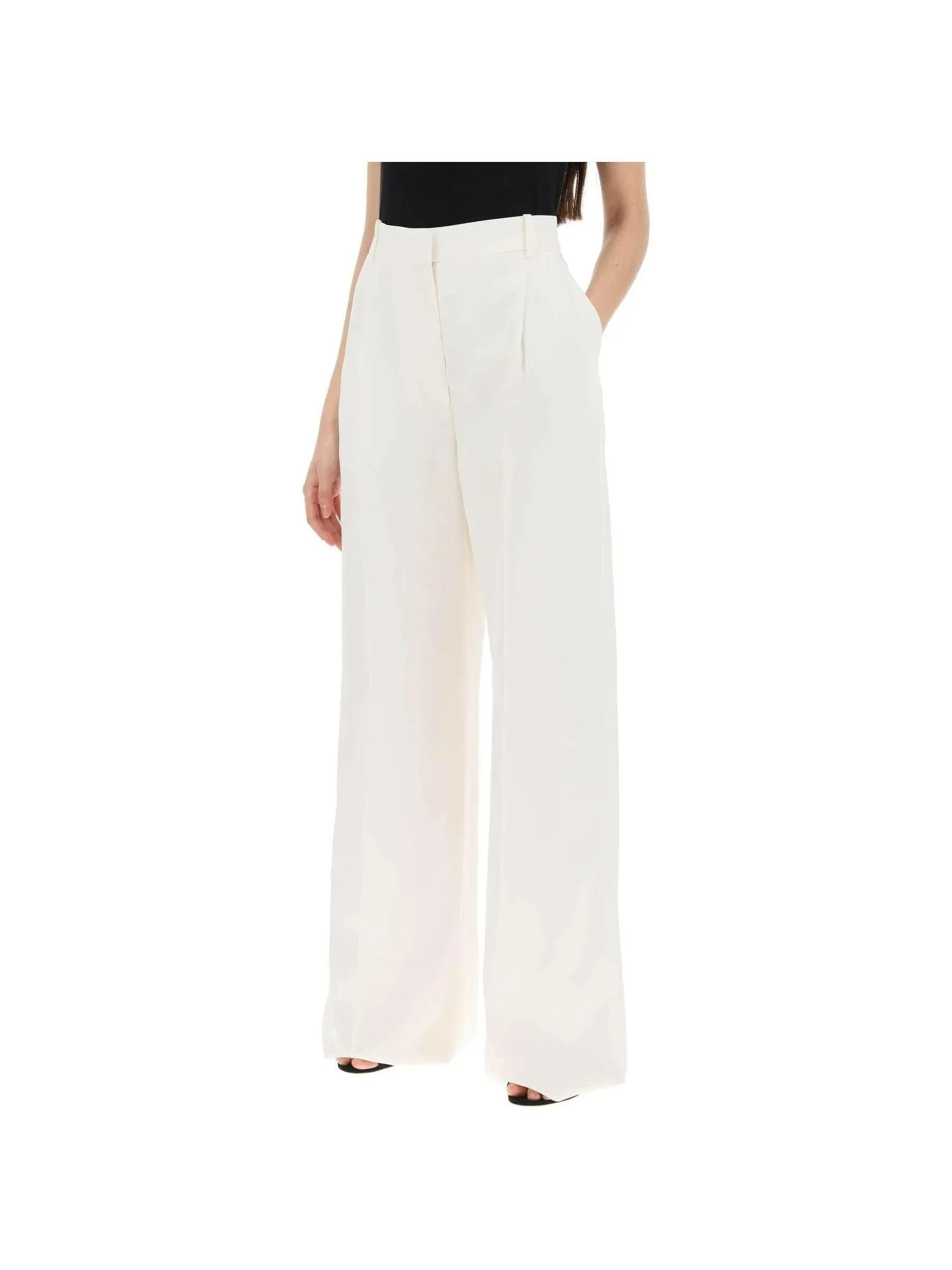 Double Pleated Wide Leg Trousers