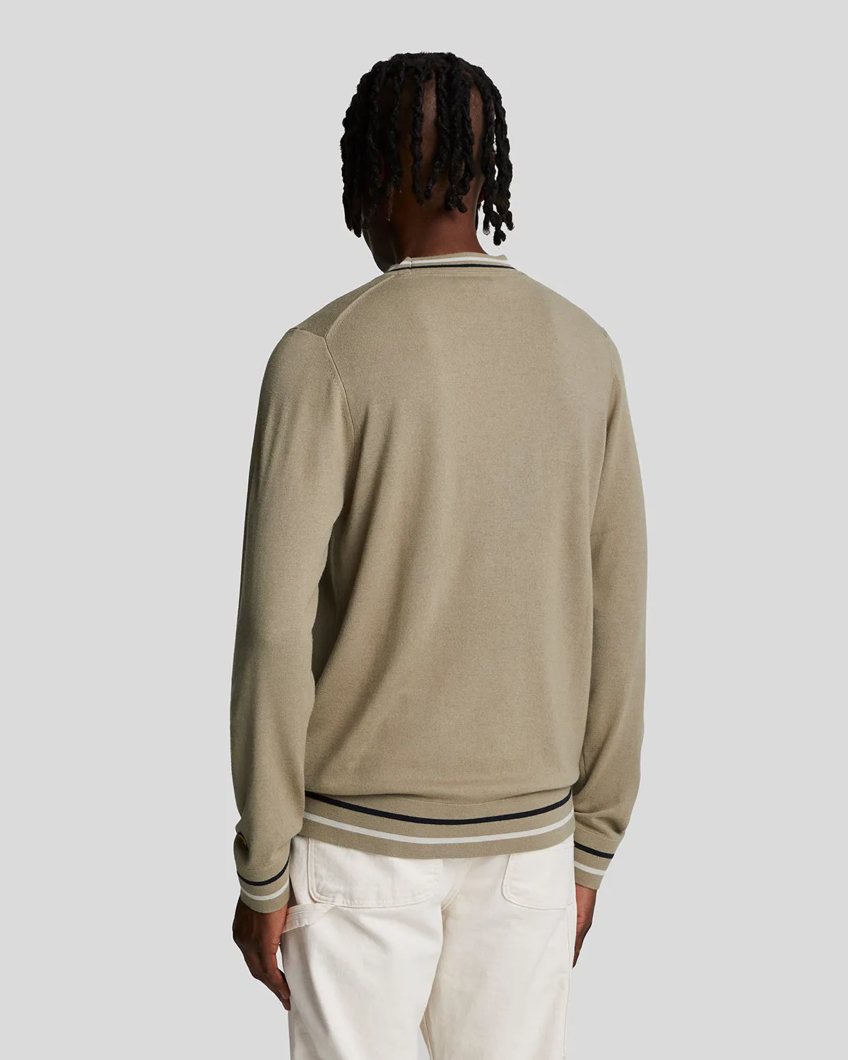 Embroidered Tipped Crew Neck Jumper