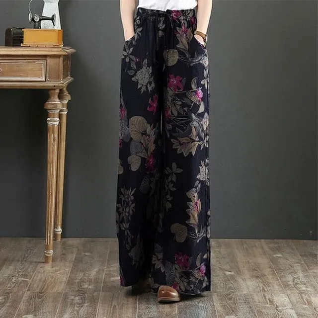 Flower Print Wide leg Palazzo Trousers