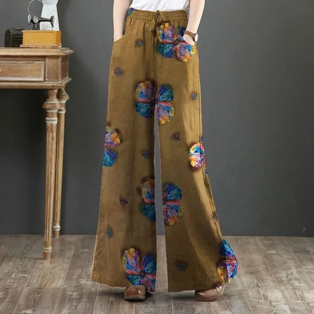 Flower Print Wide leg Palazzo Trousers