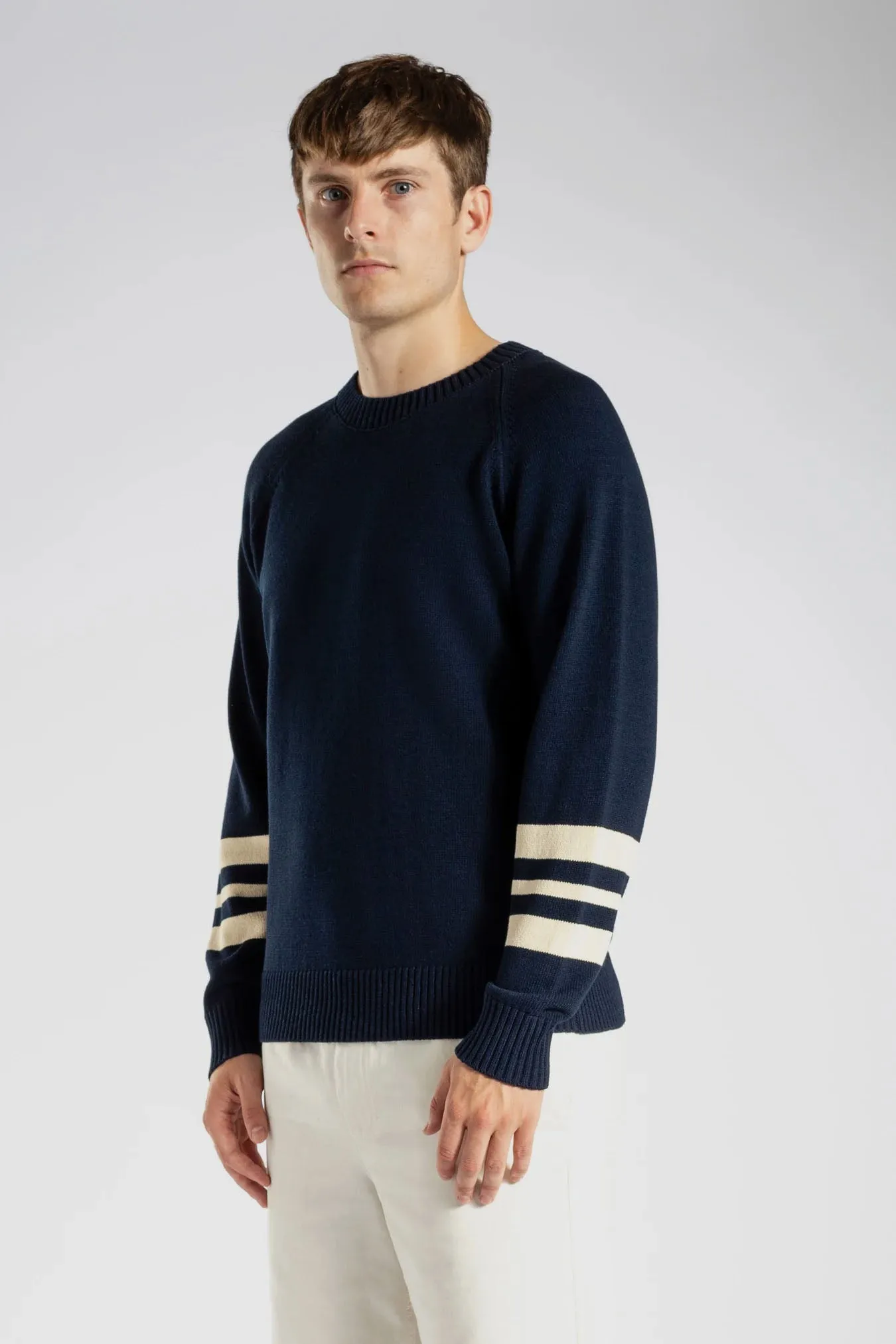 Fridolf Stripe Crew - Dark Navy