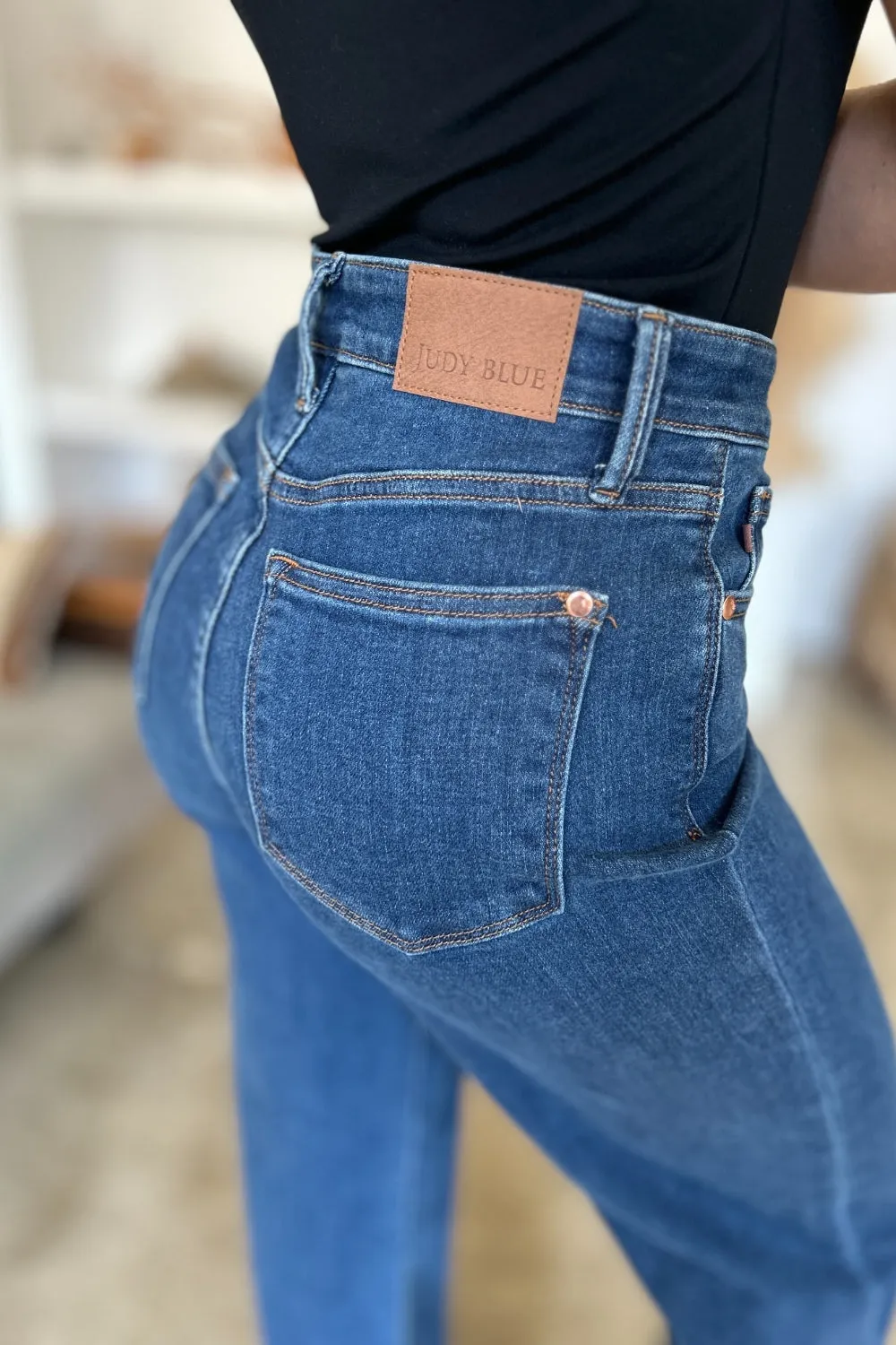 Full Size High Rise Straight Jeans