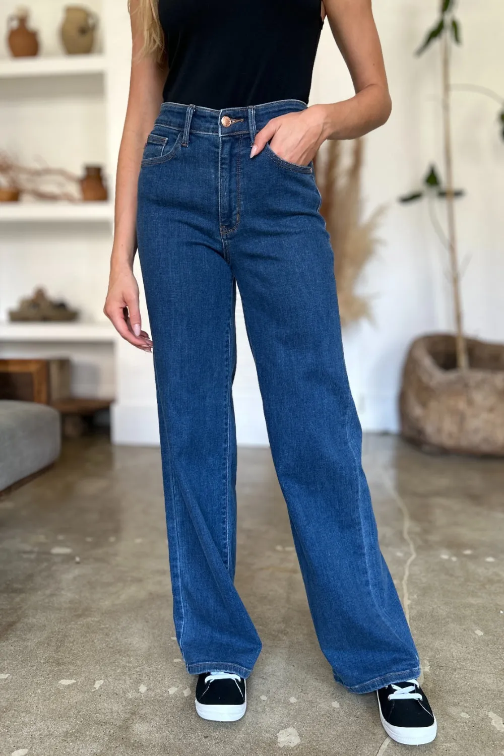 Full Size High Rise Straight Jeans