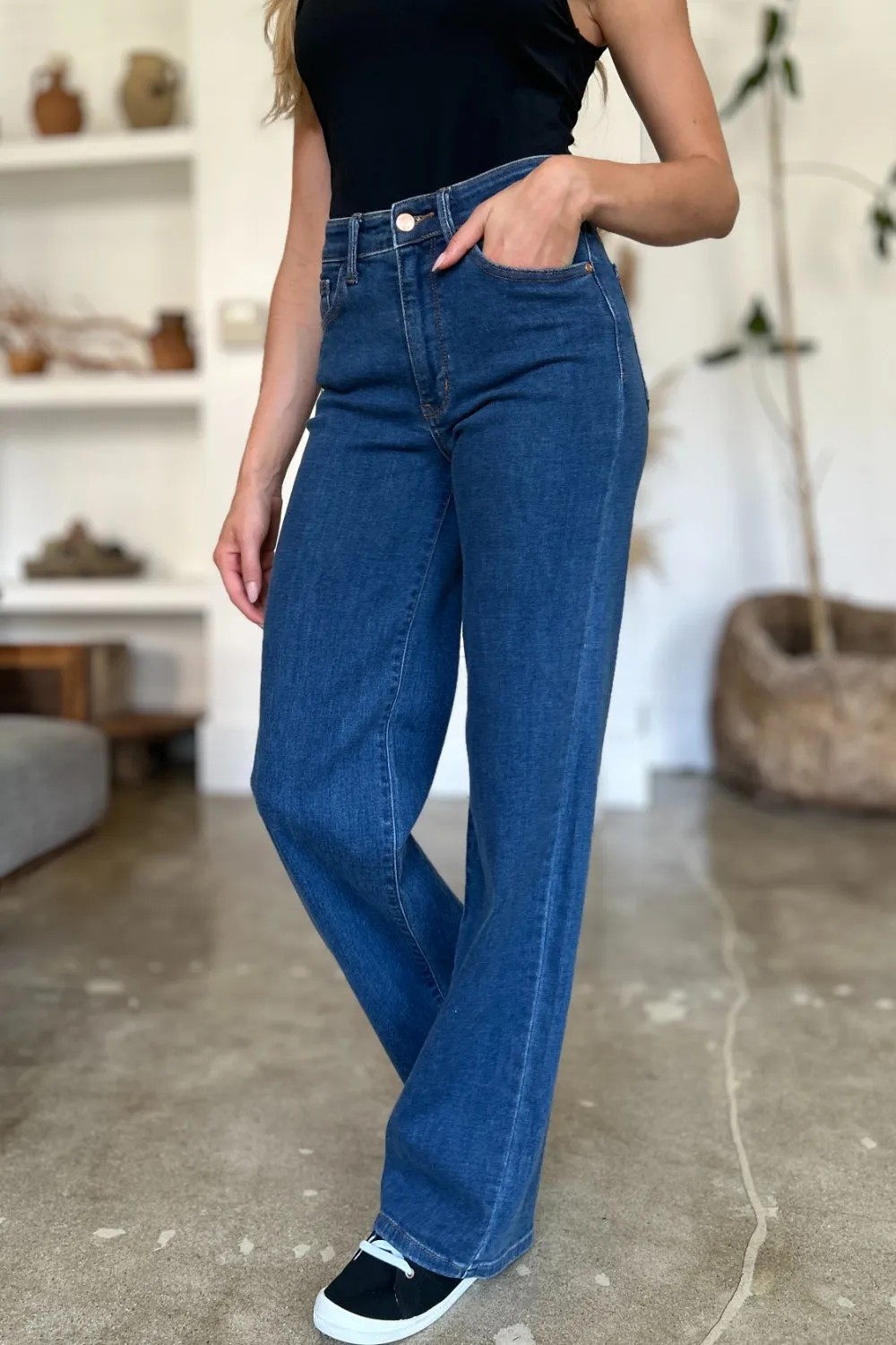 Full Size High Rise Straight Jeans