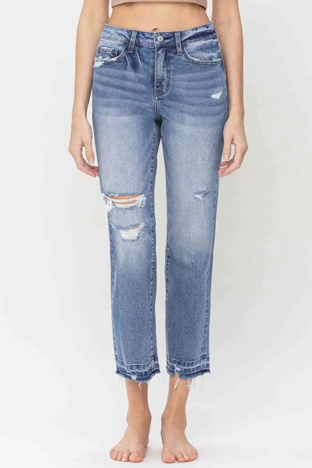 Full Size Lena High Rise Crop Straight Jeans