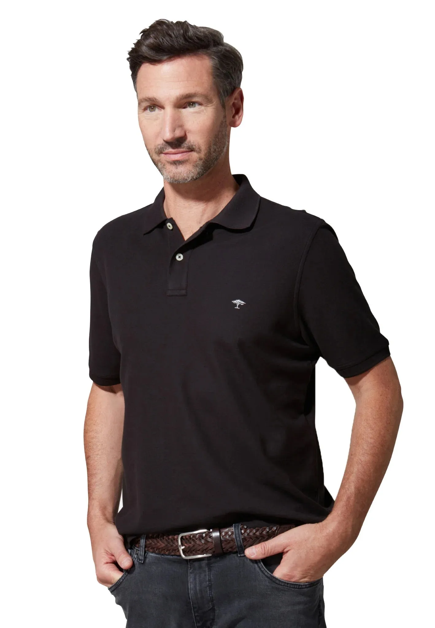 FYNCH HATTON Pique Polo Shirt - Men's Supima Cotton – Black