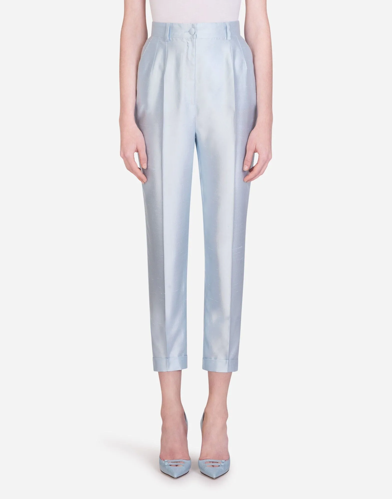 High-Waist Tailored Silk Pants