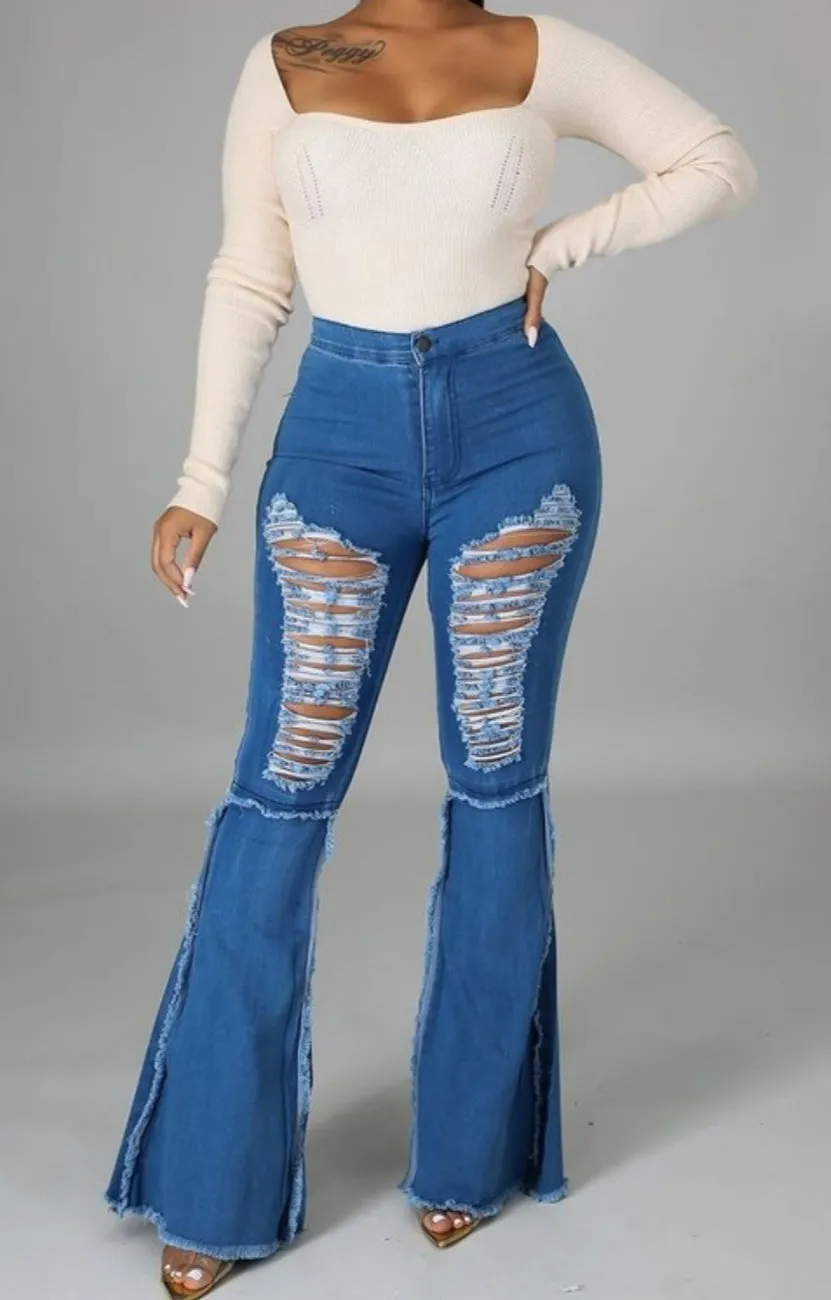 High Waisted Bell Bottom Jeans