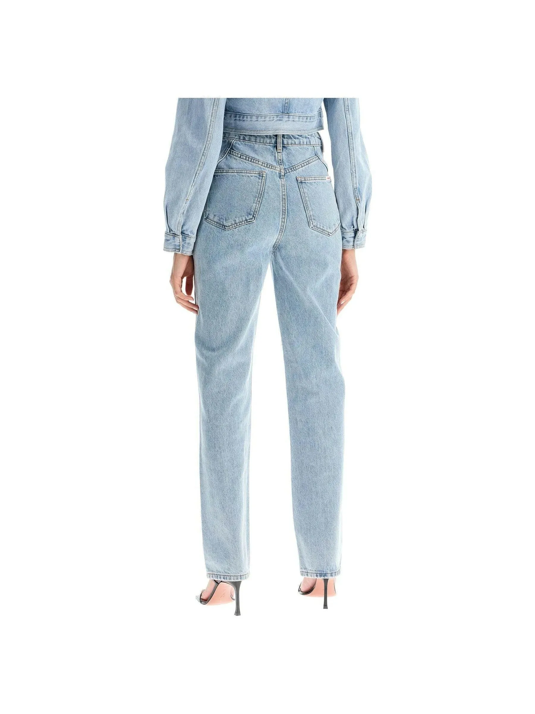 High-Waisted Jeans with Crystal Embellishments